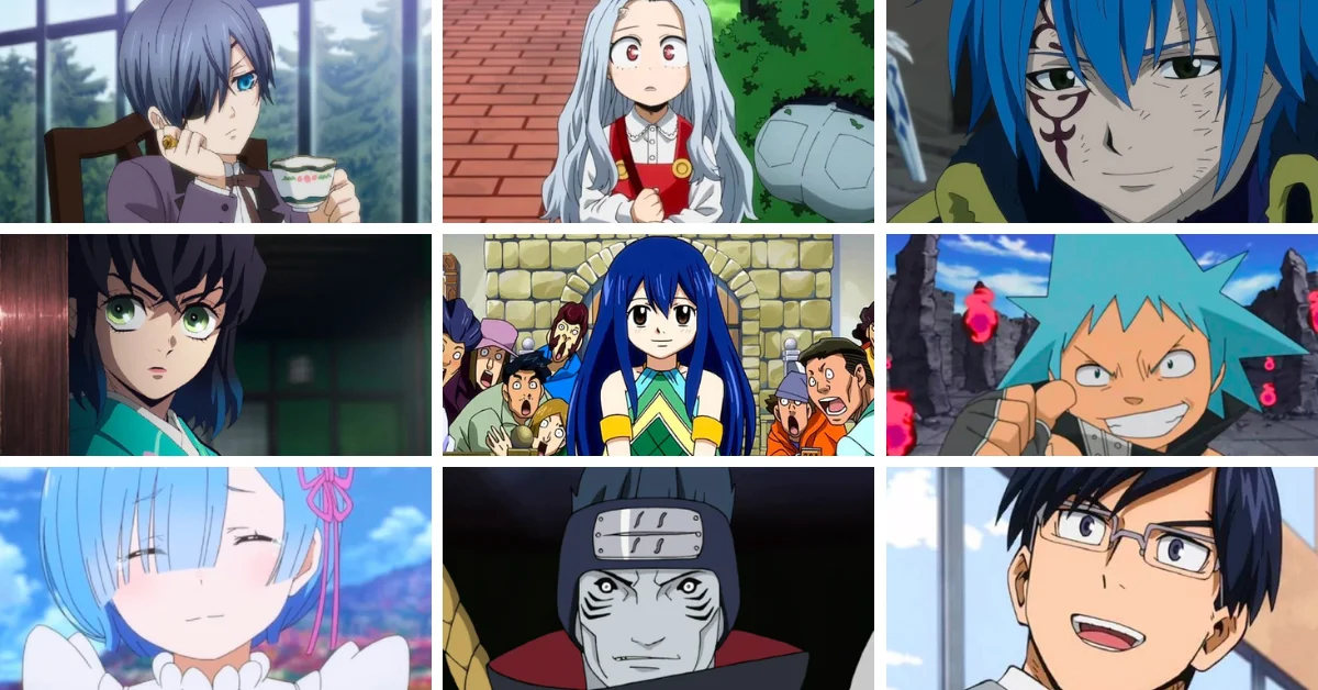 blue haired anime characters