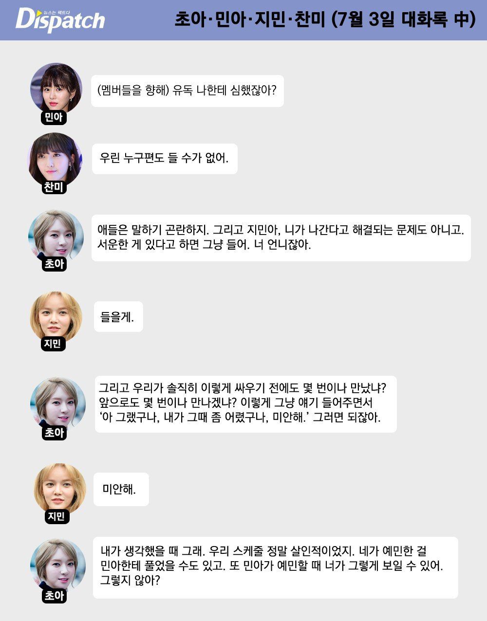 AOA Jimin and Mina -Dispatch discard text messages