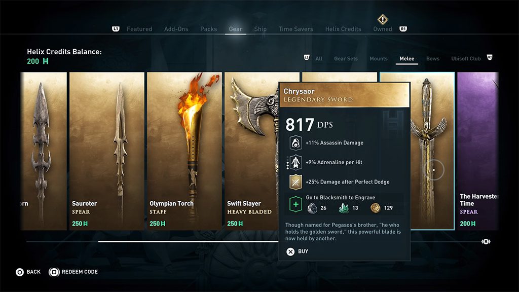 Weapon's DPS in Assassins-Creed Odyssey