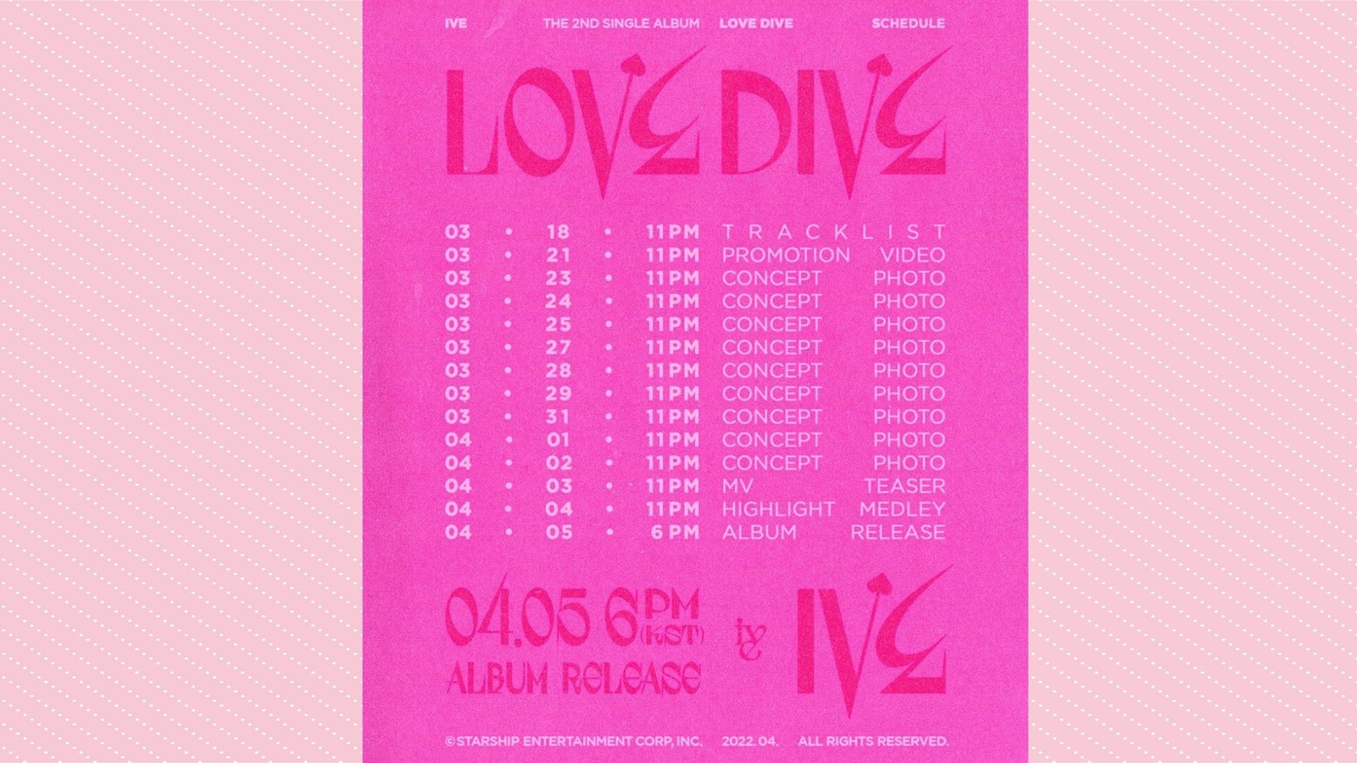 IVE – Drops Schedule Poster, Promotional Video For ‘Love Dive’
