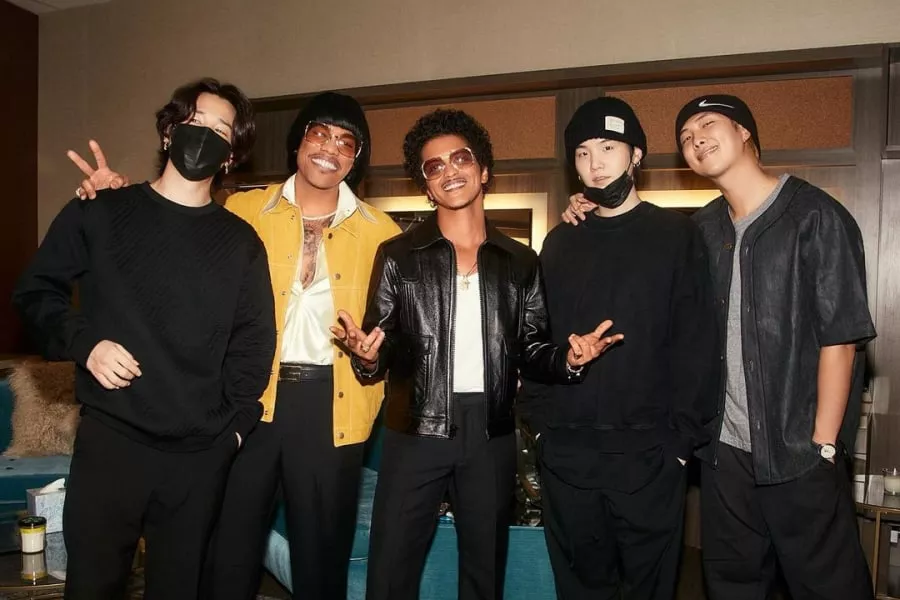BTS with Bruno MArs and Anderson. Paak