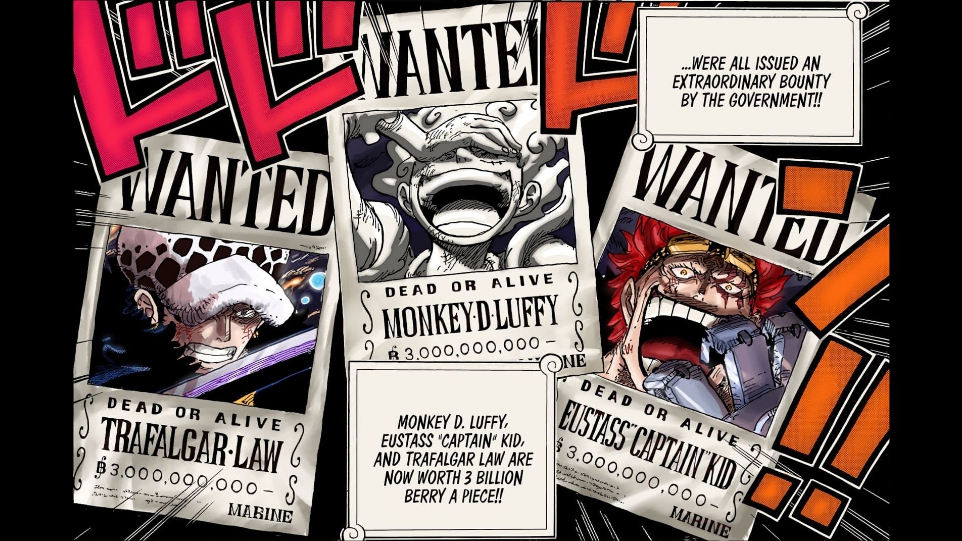 Luffy's New Bounty with Kid and Law