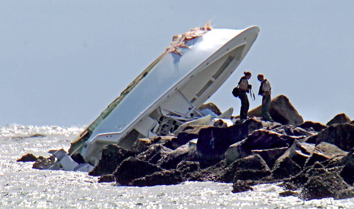 The scene of the boating accident with the boat in which Fernandez and his friends died.