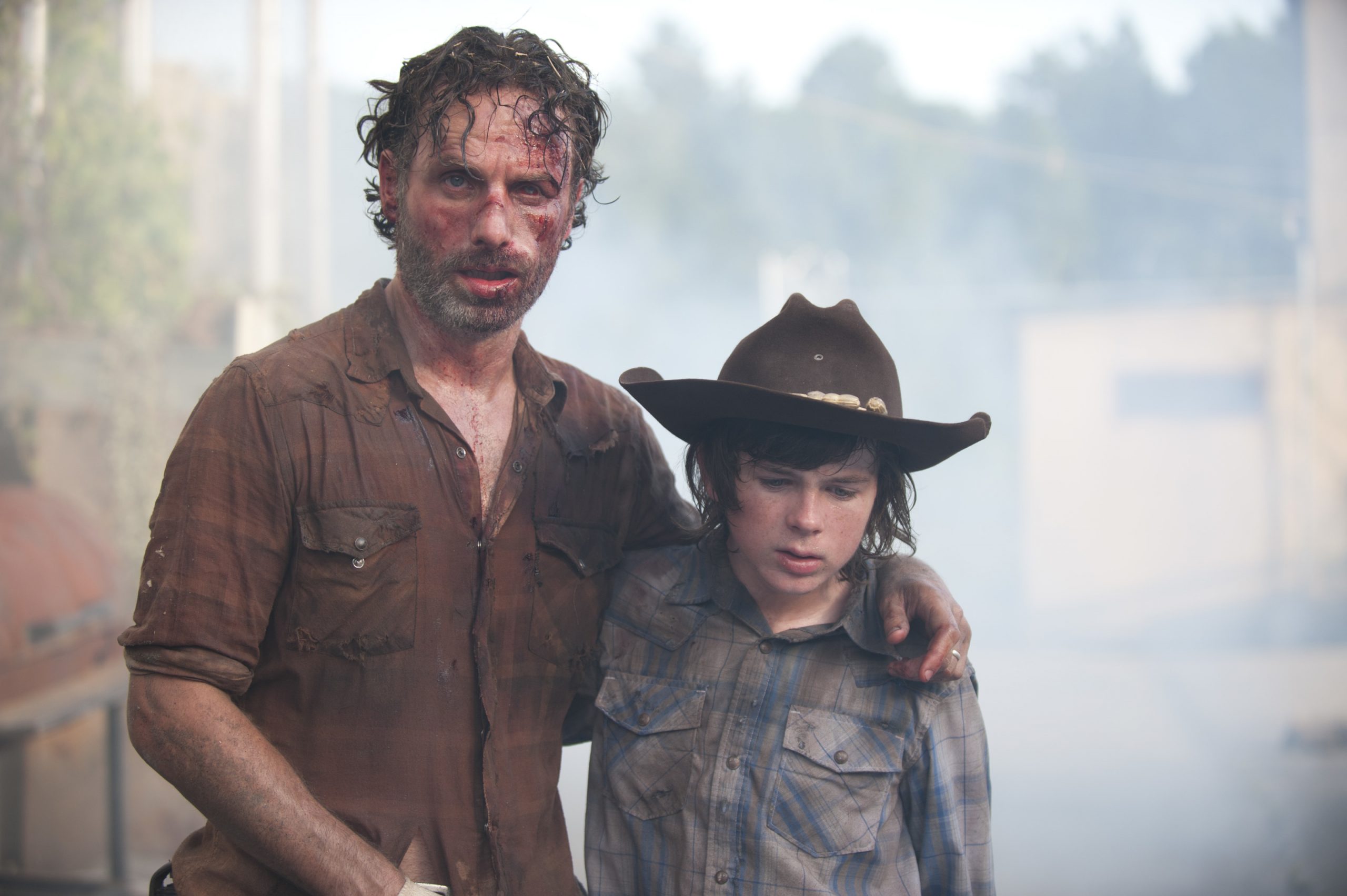To show Carl with his father Rick who is the protagonist of the series