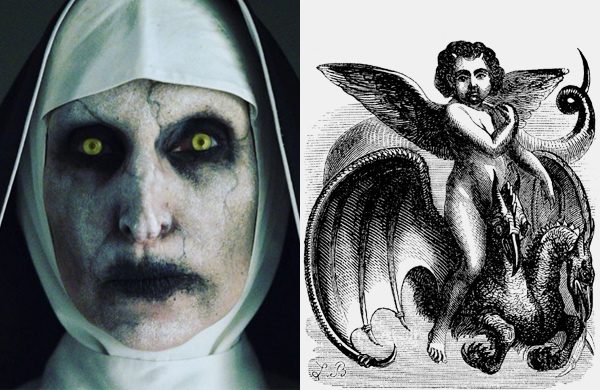 Left, the popular portrayal and on the right, the actual demon