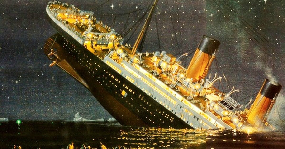 The Titanic Slipping Beneath the Waves