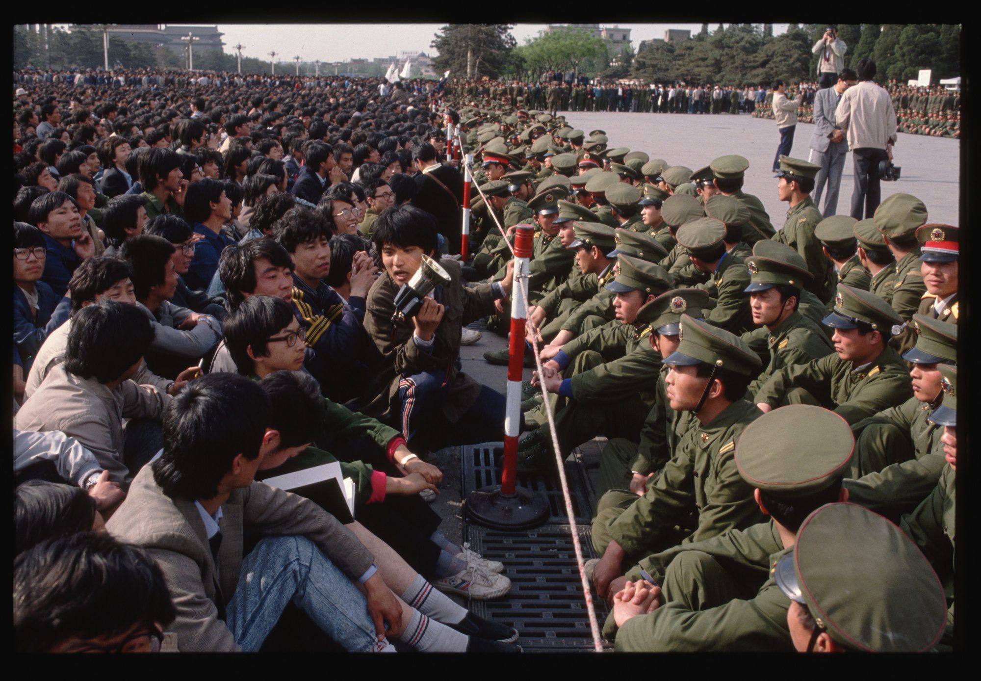 Tiananmen Square student face off