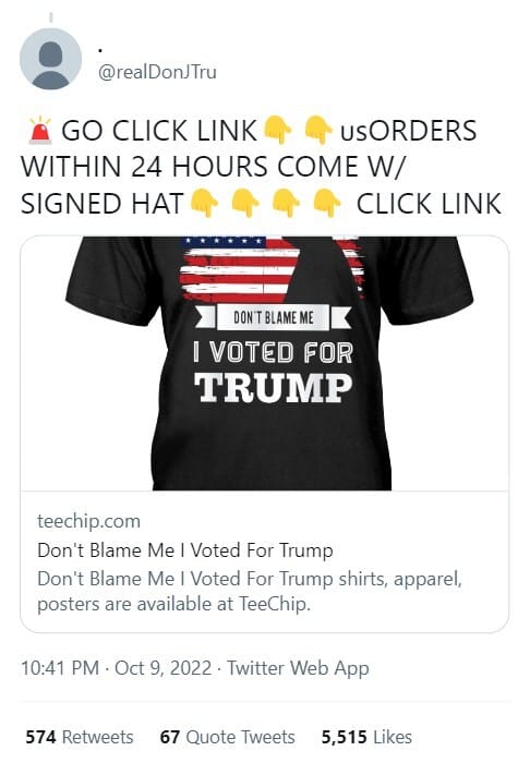 Sold 100s of T-Shirts from the fake handle