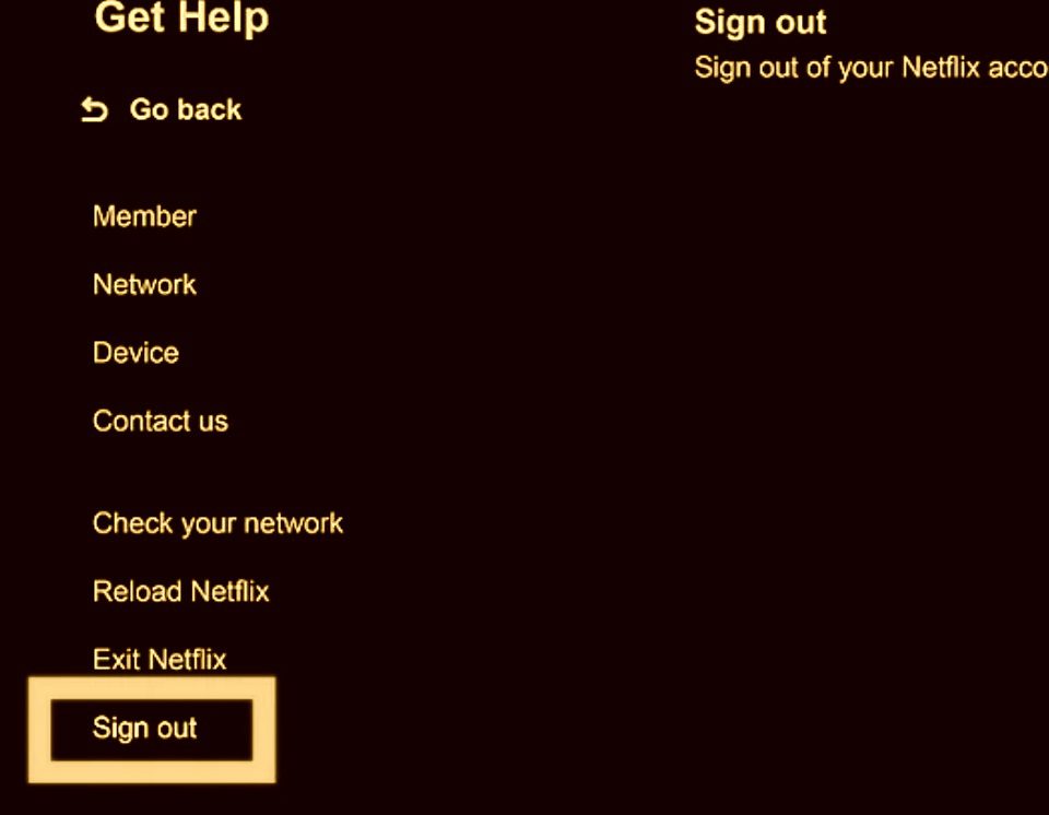 steps to sign out of netflix on tv
