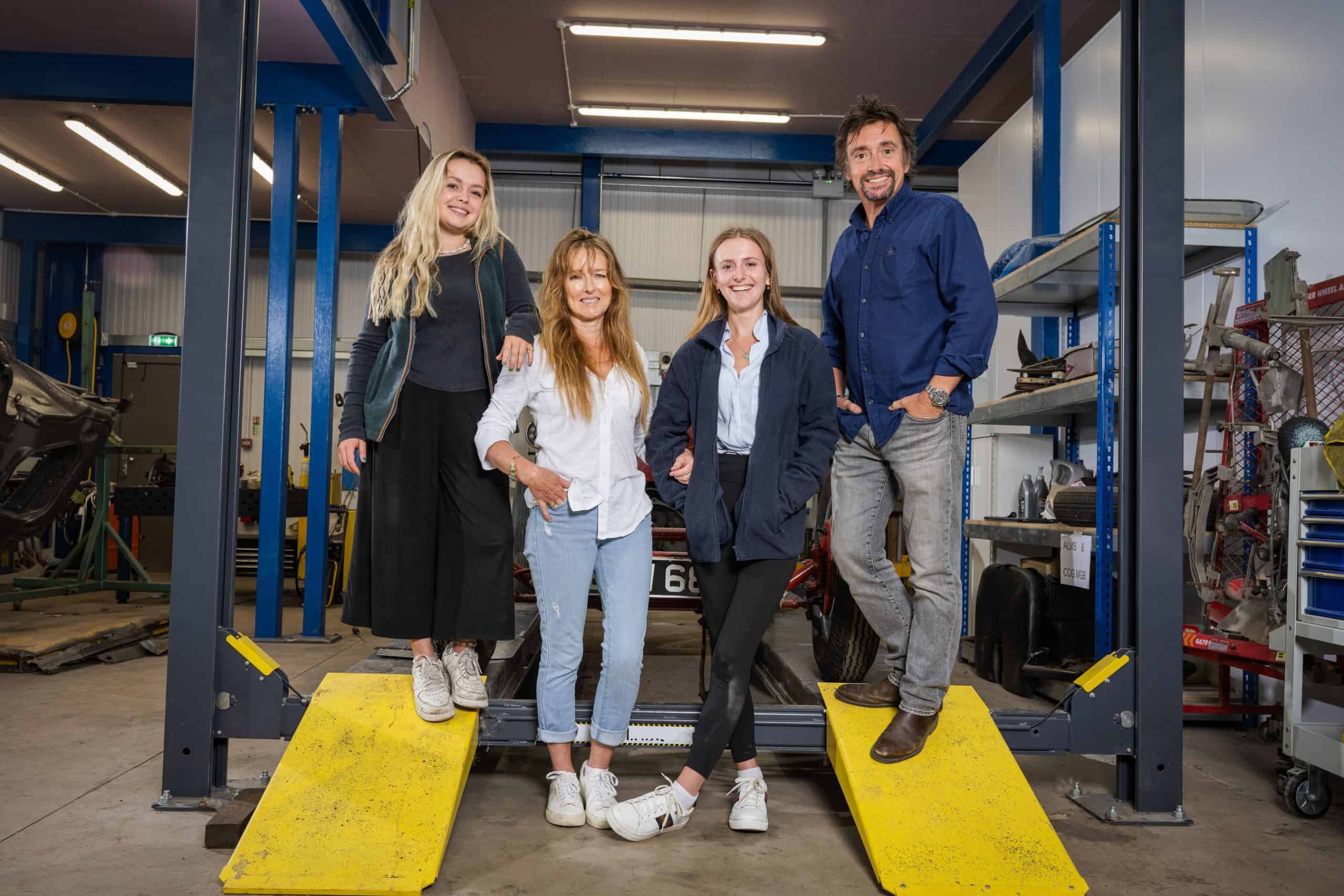 Richard Hammond with his family at his workshop 