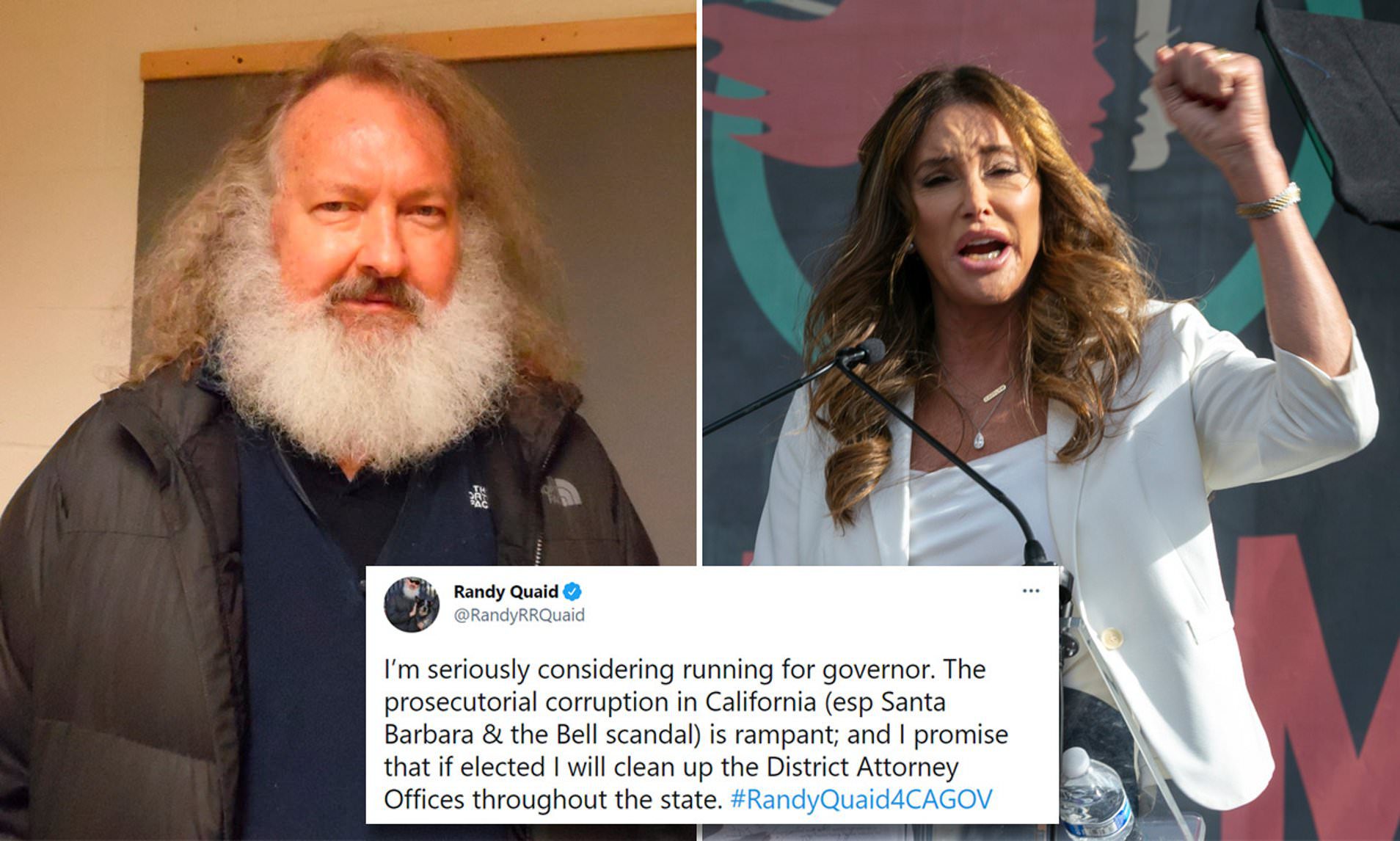 Randy Quaid (left) commenting on the Governor of California 