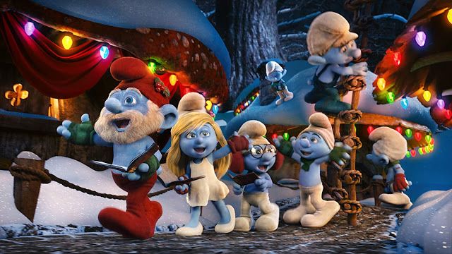 A scene from The Smurfs: A Christmas Carol