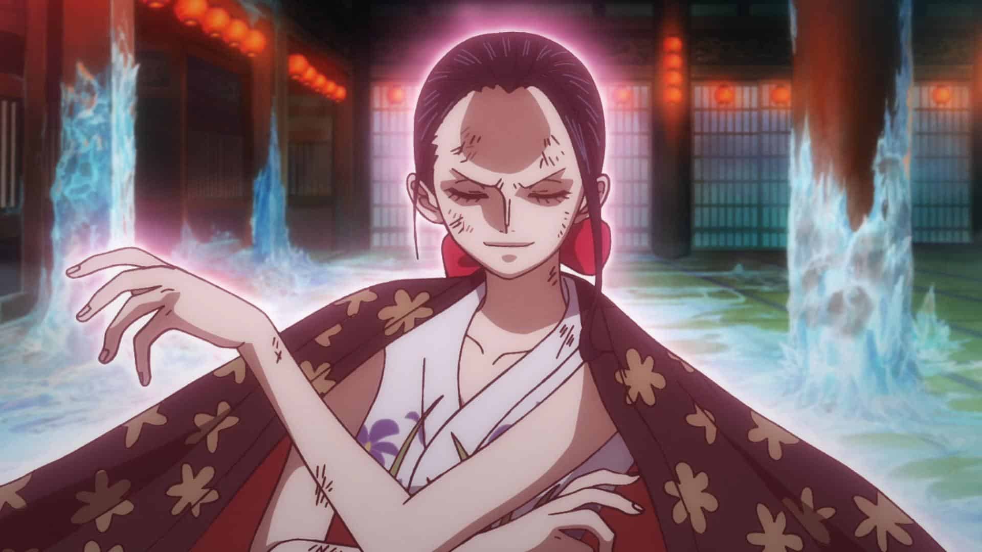 A still from One Piece featuring Nico Robin