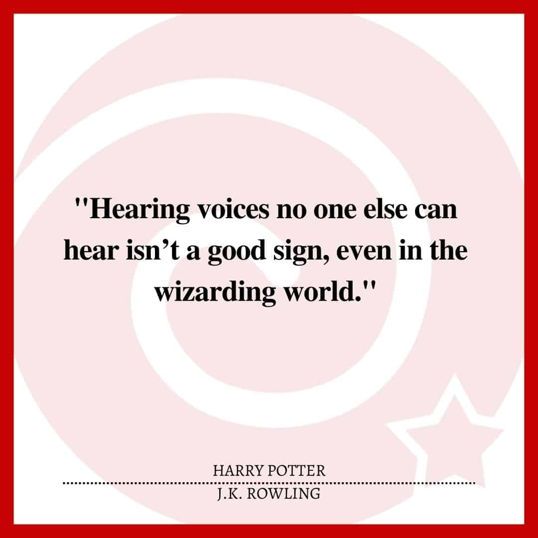"Hearing voices no one else can hear isn’t a good sign, even in the wizarding world."