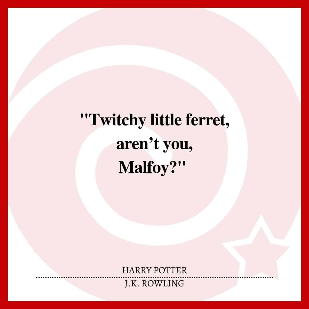 "Twitchy little ferret, aren’t you, Malfoy?"