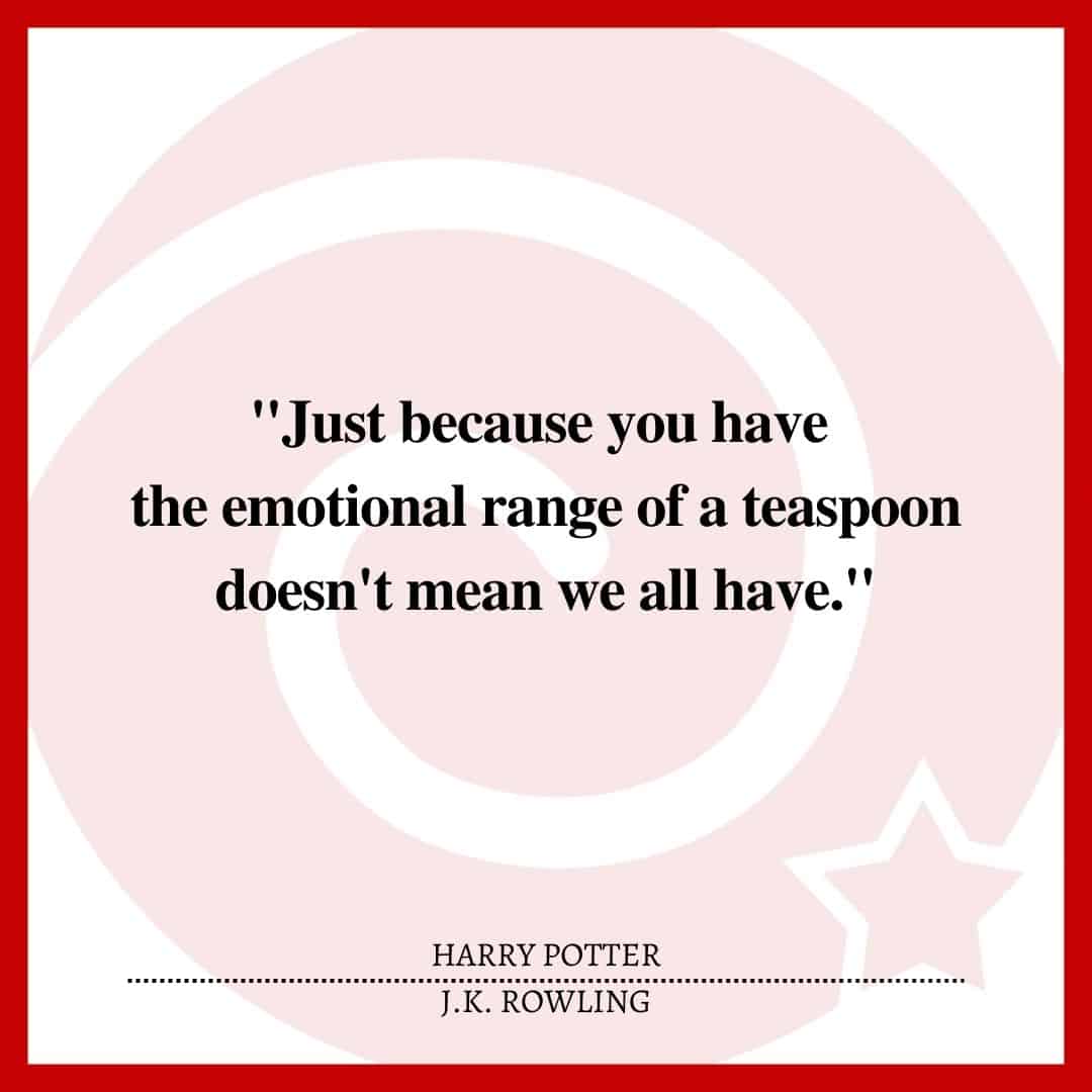 "Just because you have the emotional range of a teaspoon doesn't mean we all have."