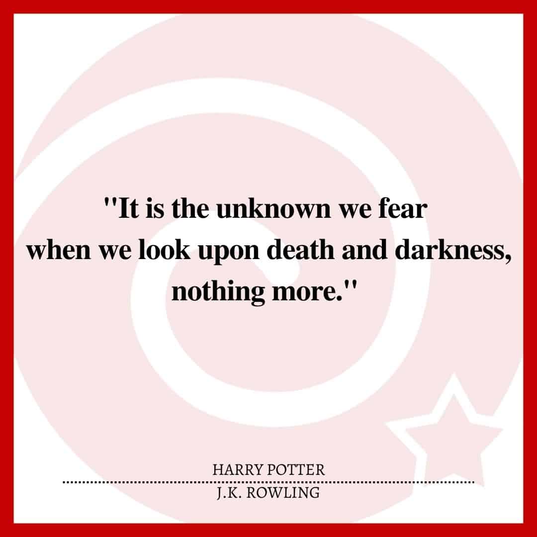 "It is the unknown we fear when we look upon death and darkness, nothing more."