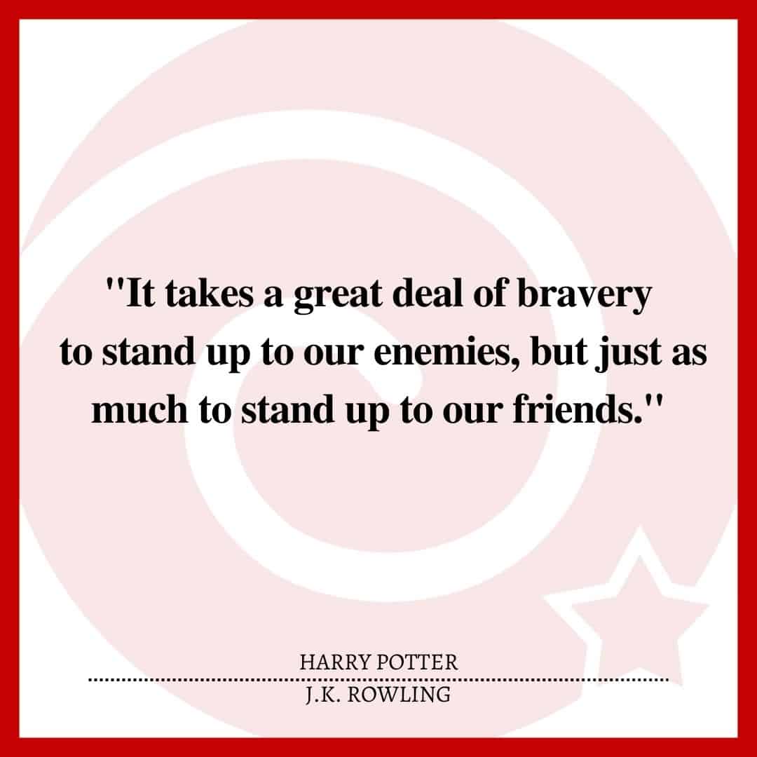 "It takes a great deal of bravery to stand up to our enemies, but just as much to stand up to our friends."