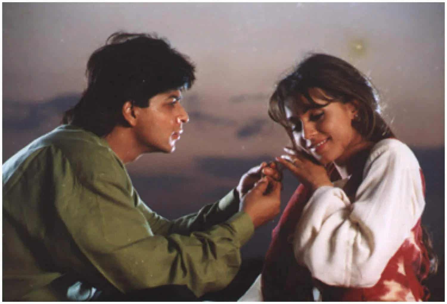 Shah Rukh Khan and Mahima Chaudhary in the Indian romantic-family-drama 'Pardes'