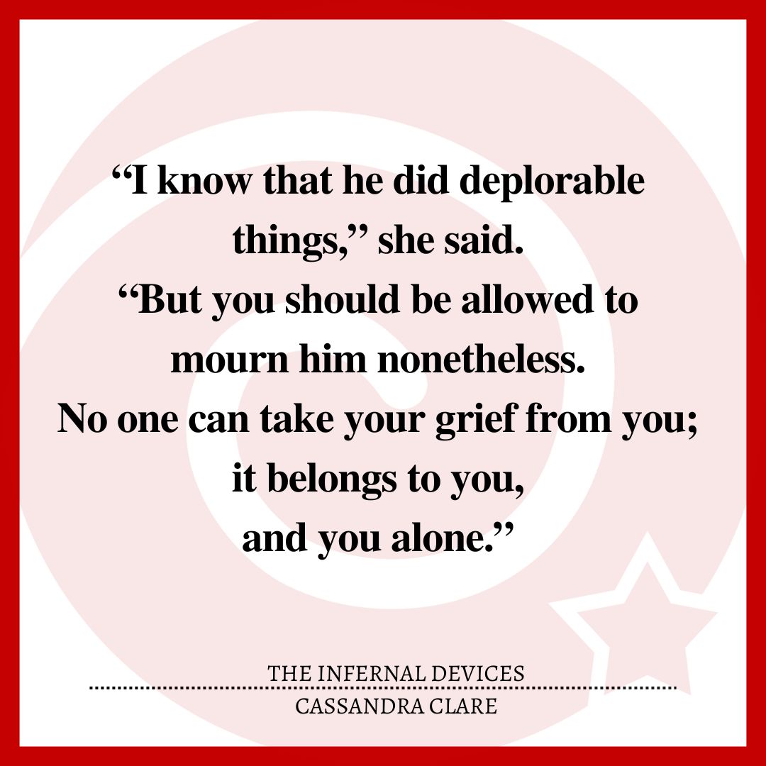 “I know that he did deplorable things,” she said. “But you should be allowed to mourn him nonetheless. No one can take your grief from you; it belongs to you, and you alone.”