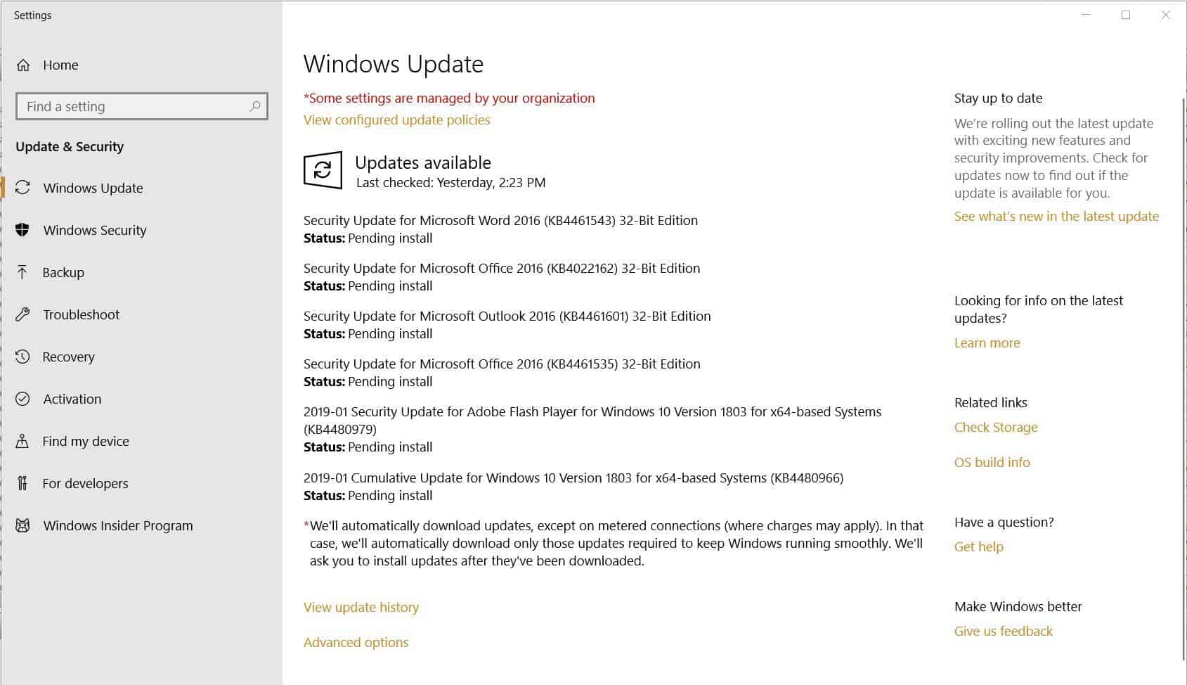 Windows Updates That Are Pending