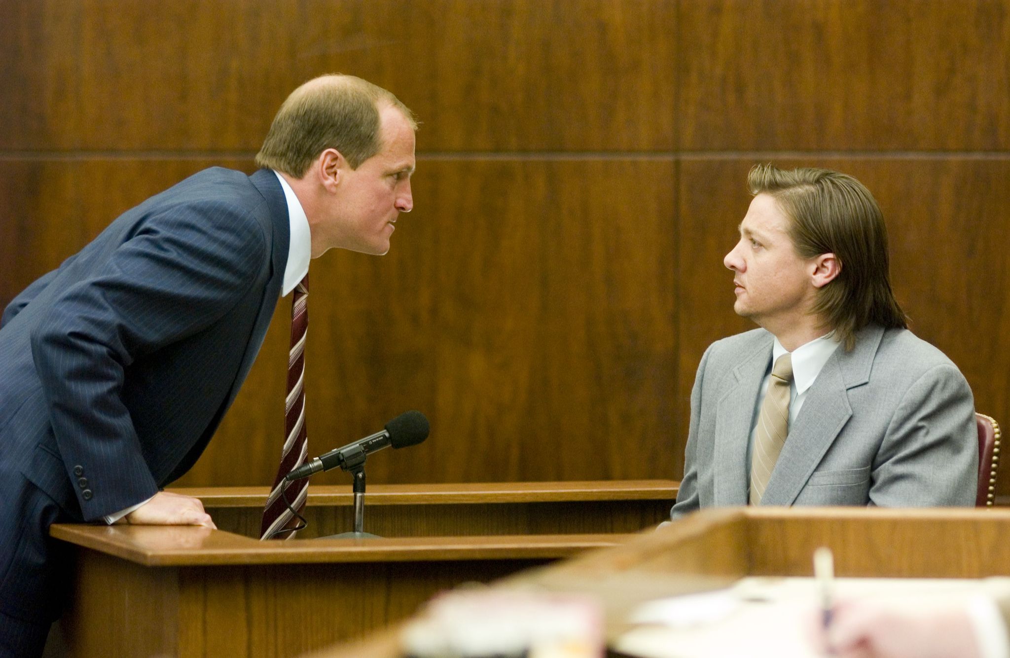 L-r: WOODY HARRELSON as Bill White and JEREMY RENNER as Bobby Sharp in North Country. 