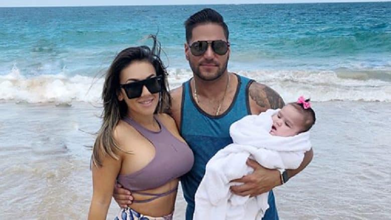The Jersey Shore couple Roonie Ortiz-Magro (right) with Jenn Harley (left) and their daughter 