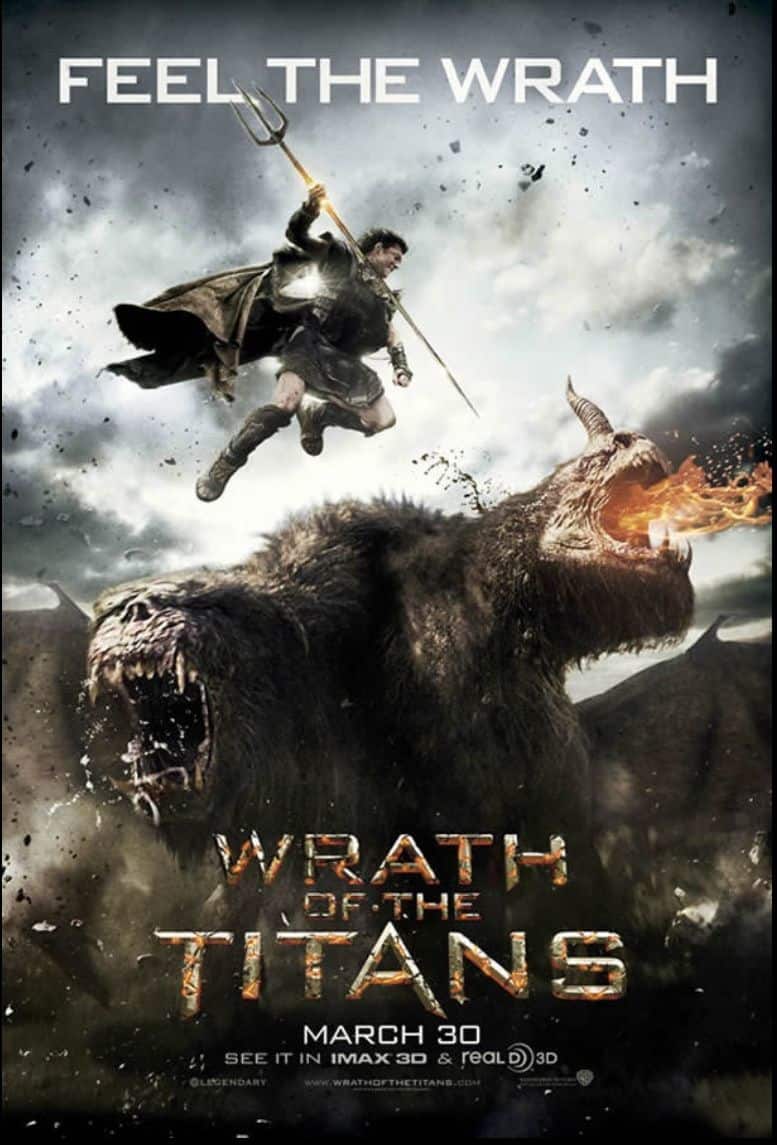 Wrath of the titans movie poster which is a sequel to Clash of the Titans