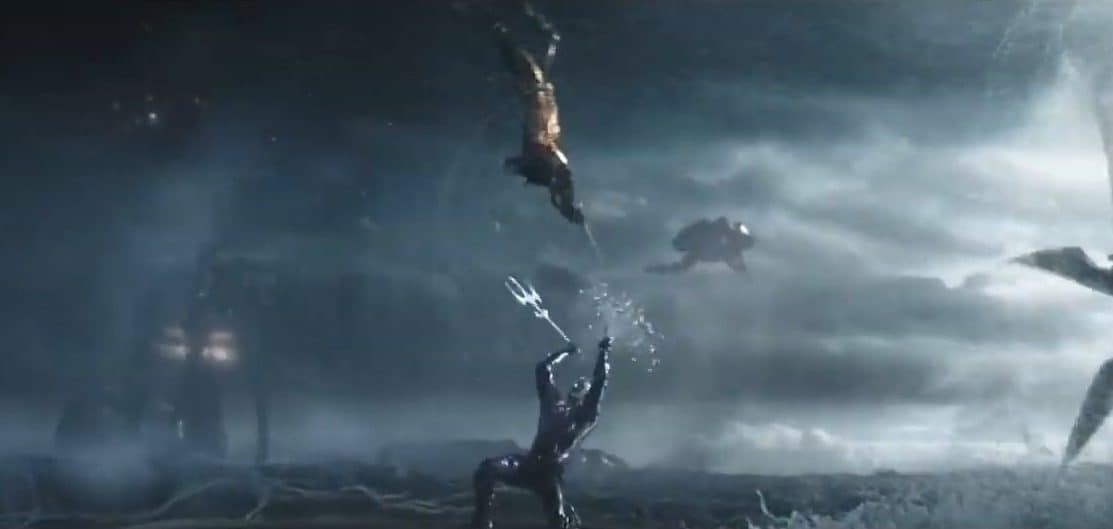 Aquaman Breaks Orm's trident.