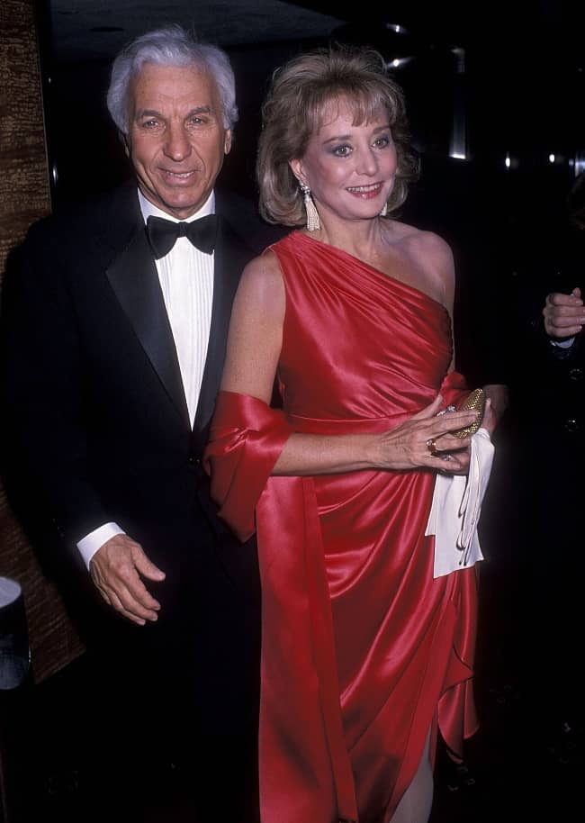 Barbara Walters (right) with her third ex husband Merv Adelson (left)