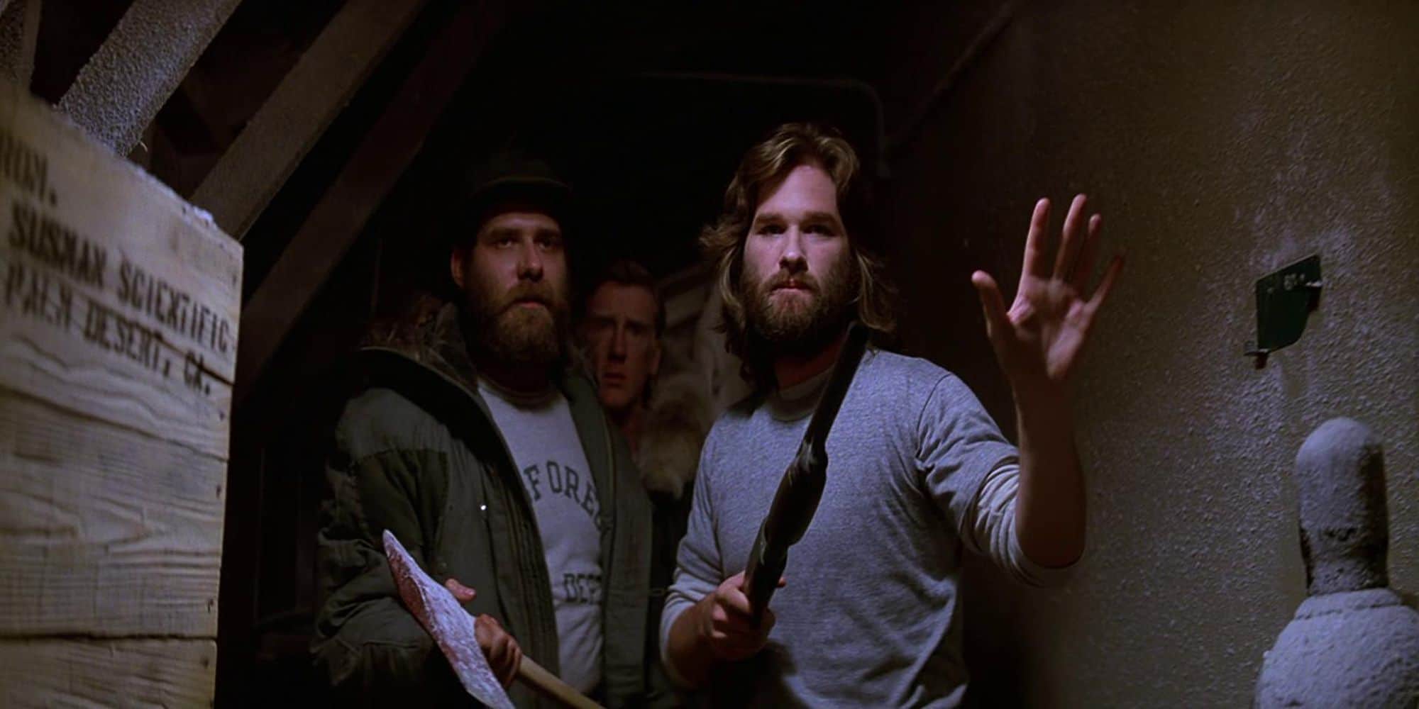 Kurt Russell, Richard Masur, and Donald Moffat in The Thing