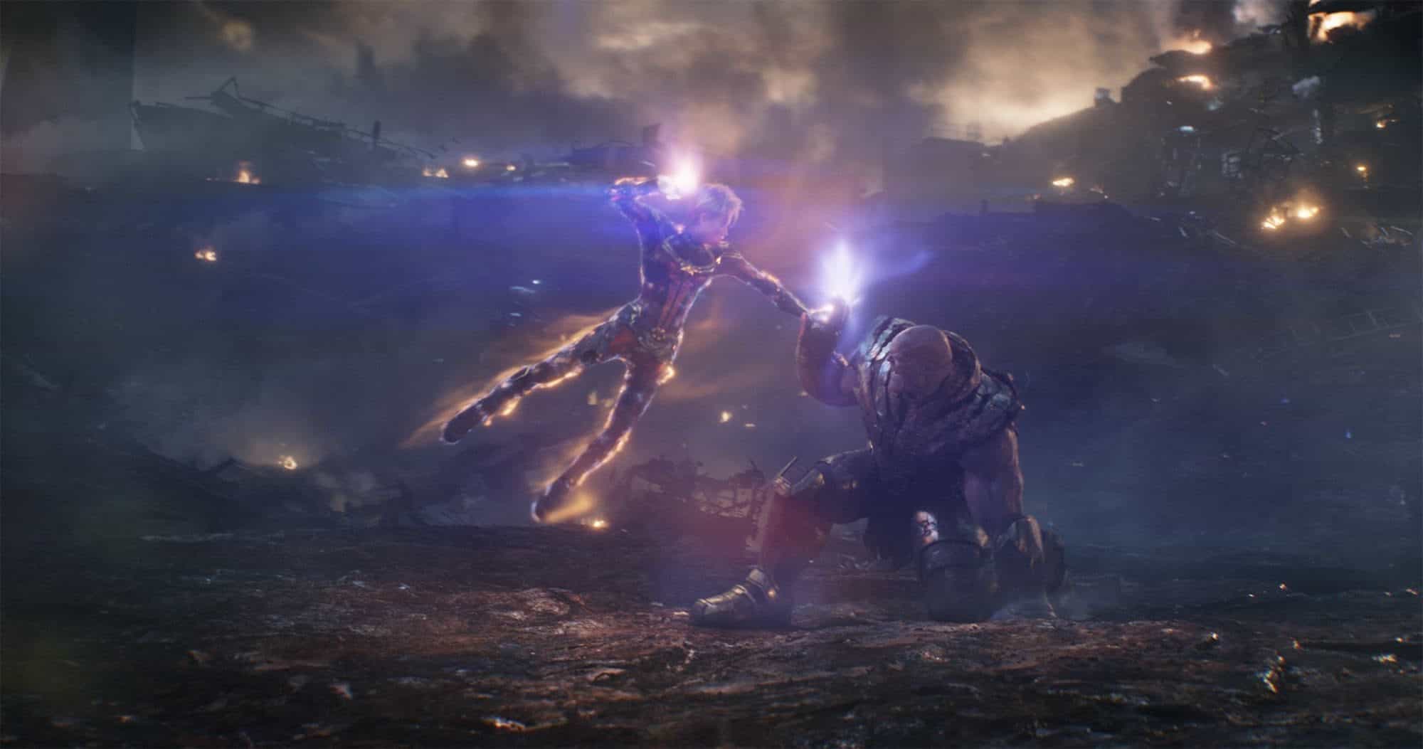 Thanos against Captain Marvel in Endgame