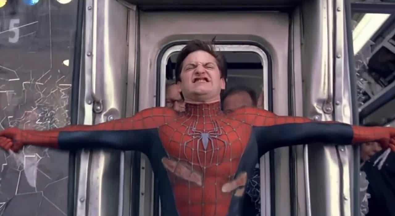 Tobey's Spider-Man stopping running train