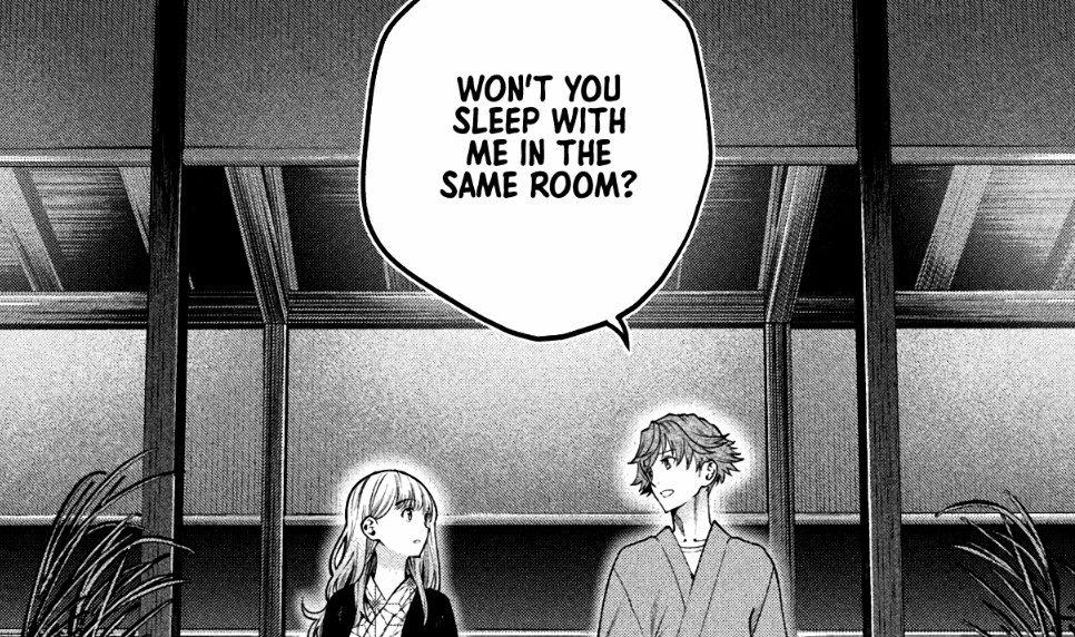 Fujimiya askin Chigarashi to sleep in the same room (Credit-Yanmanga)