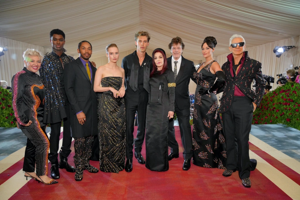 Priscilla Presley with the cast of Elvis at Met Gala 2022