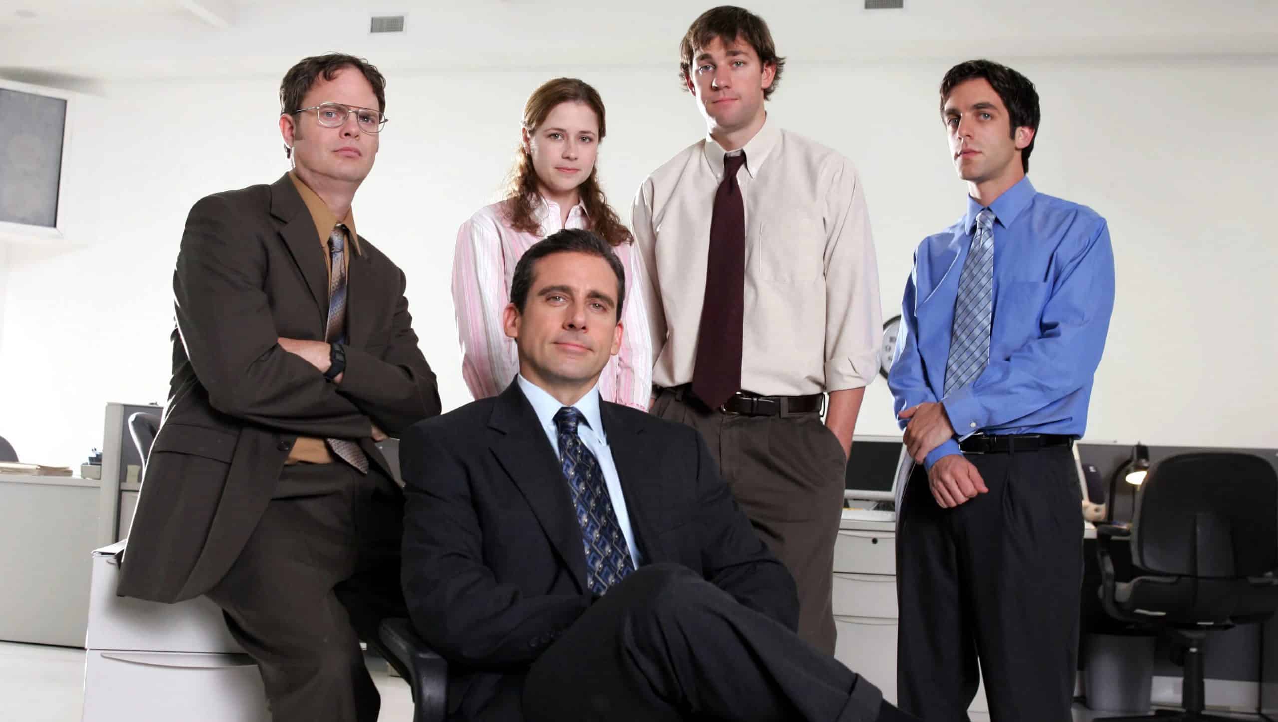 Steve Carell with the cast of the show, The Office