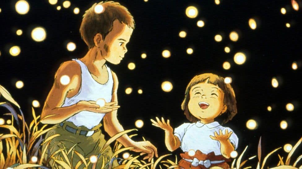 Seita takes her younger sister setsuko out at night , and showed her fireflies who shines in night