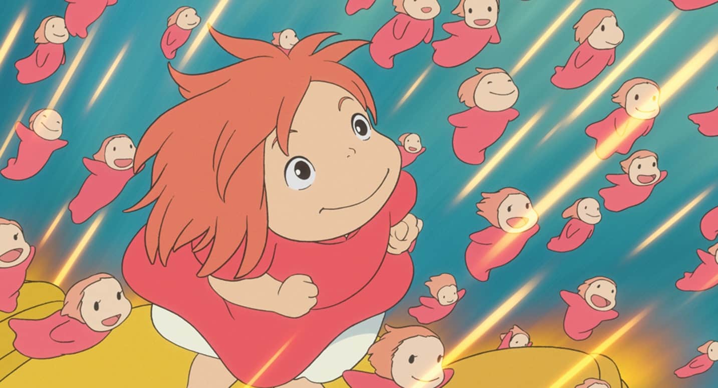 Ponyo being ponyo here , as she's sea goddess & semi human father's daughter .Ponyo is in the sea with other creatures 