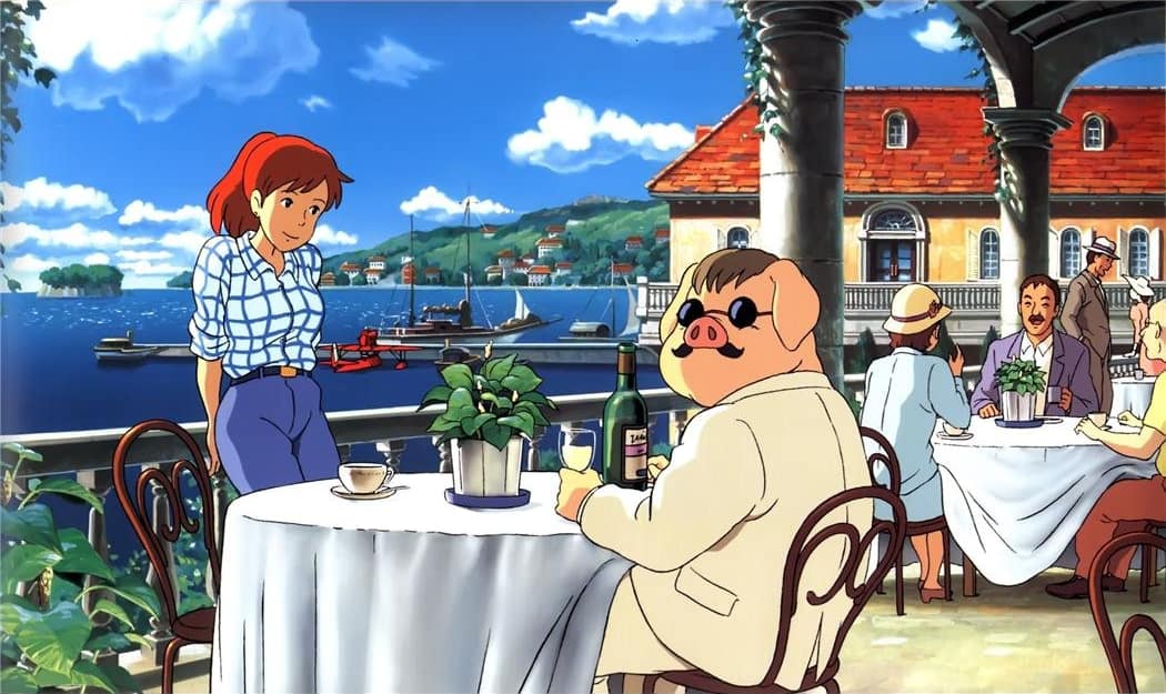 A pig is hero with his heroine at the restaurant