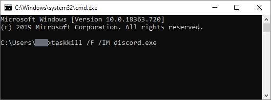 Command line used in Command Prompt