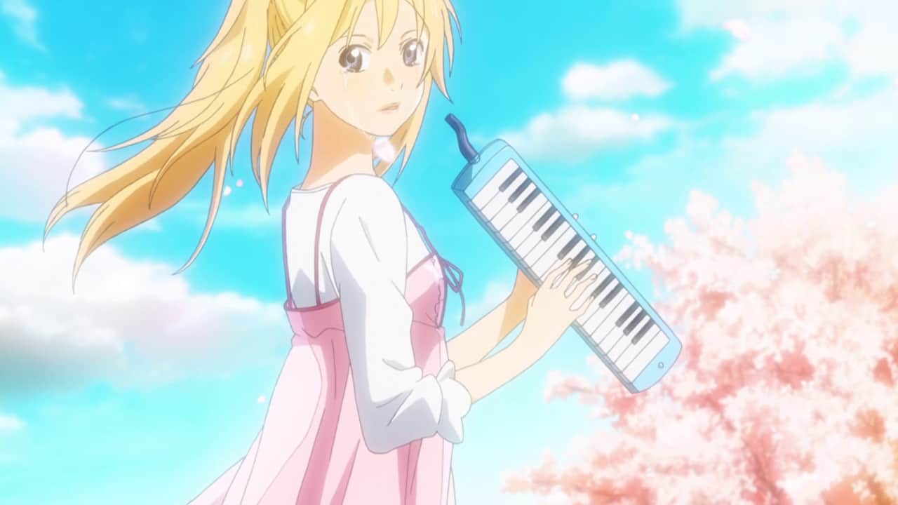 Kaori playing a melodica