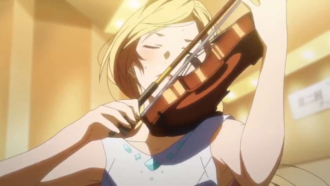 Kaori plays violin