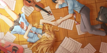 Kaori and Kousei on a floor