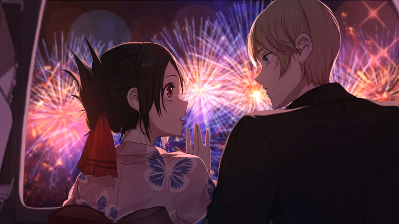 Kaguya and Miyuki seeing fireworks