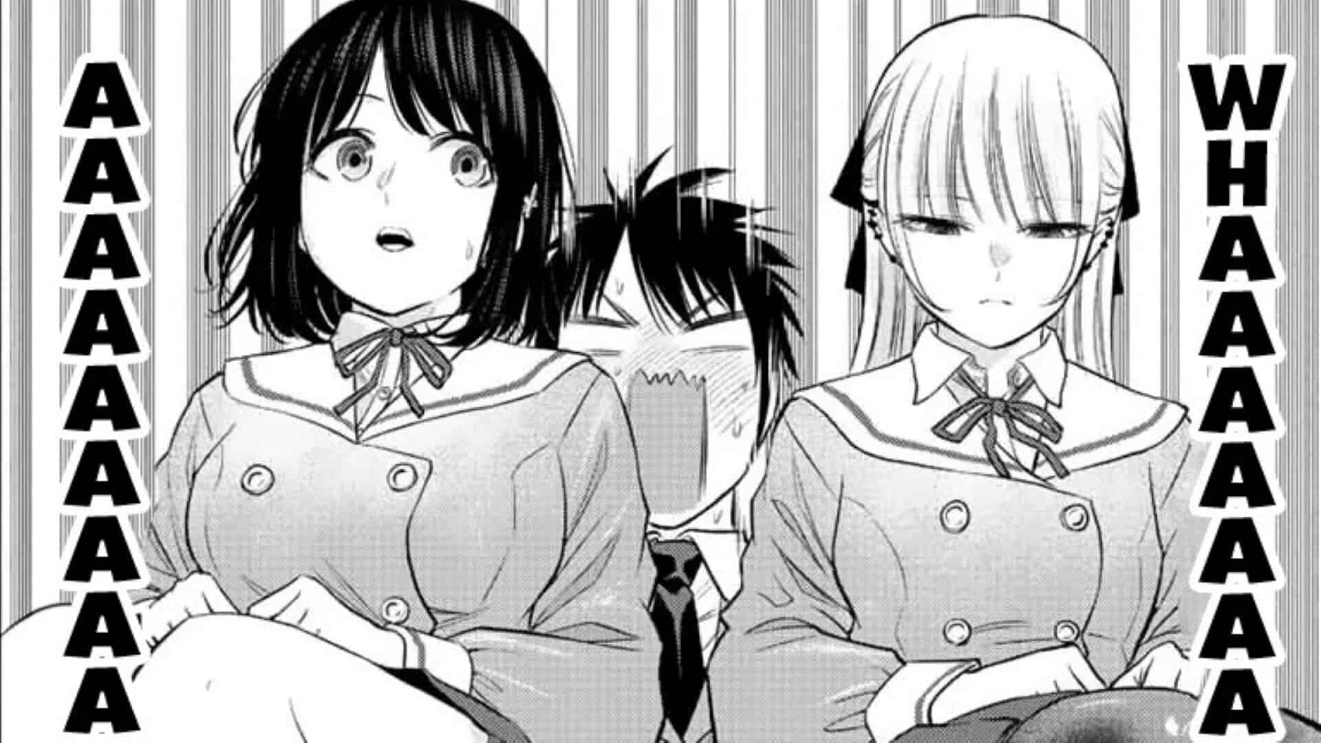 Akira And Shio Sitting On Eiyyu's Lap - Osananajimi To Wa Romcom Ni Naranai Chapter 3
