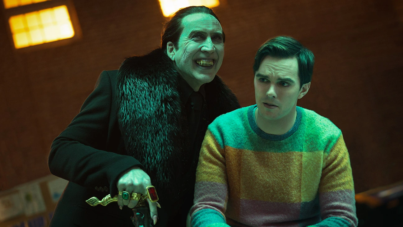 Cage and Hoult in the movie, Renfield (Credits: Universal Pictures)