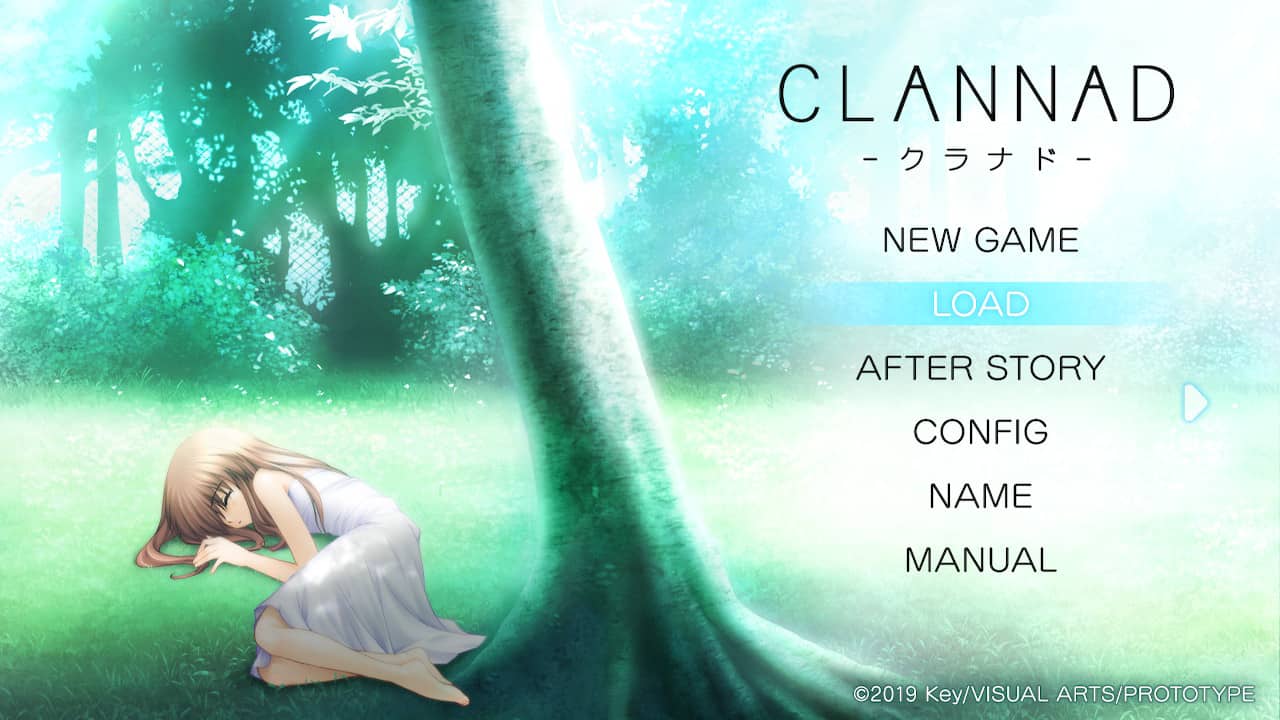 Main menu of Clannad: Visual Novel