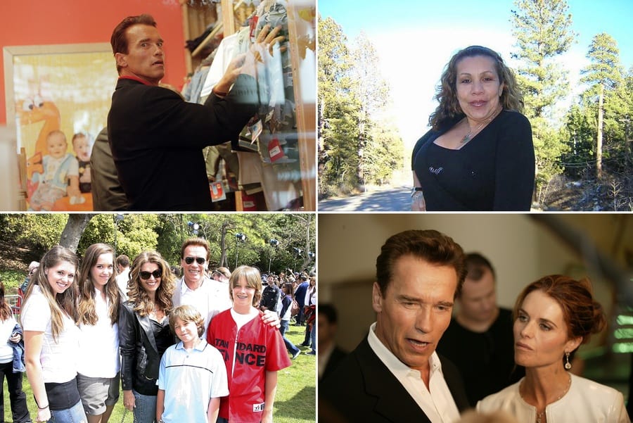 Arnold Schwarzenegger with his family, ex-wife and ex-mistress