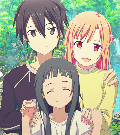 Kirito, Asuna and their adopted daughter Yui