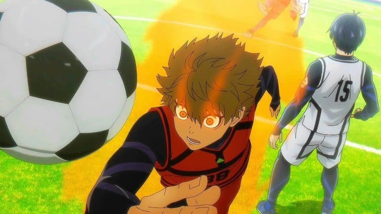 Asahi takes the ball past Isagi